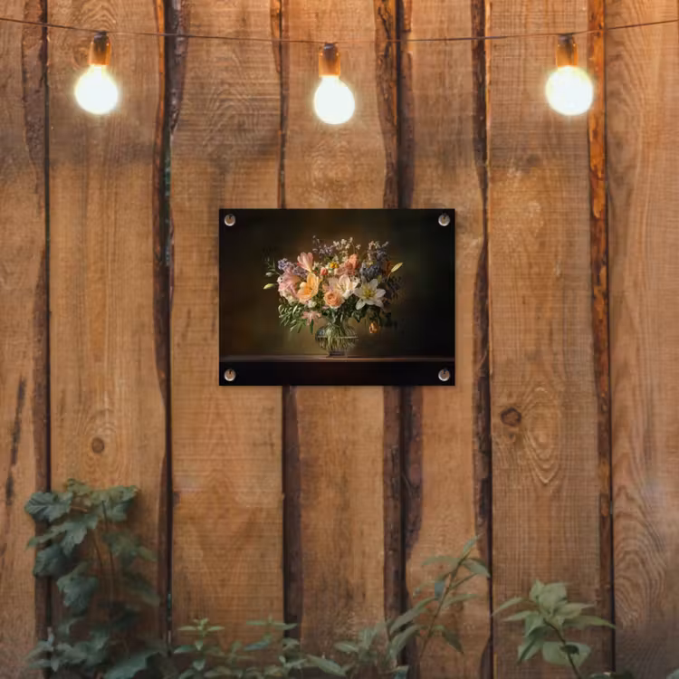 Glazen - Bloemen - Boeket - Kleuren tuinposter los doek klein -sfeer1