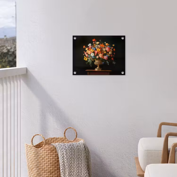 Goud - Bloemen - Kleuren - Vaas tuinposter los doek klein -sfeer8