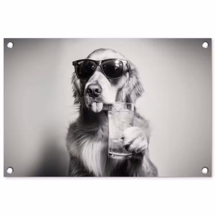 Golden retriever - Hond - Zonnebril - Gkas tuinposter los doek klein -3d