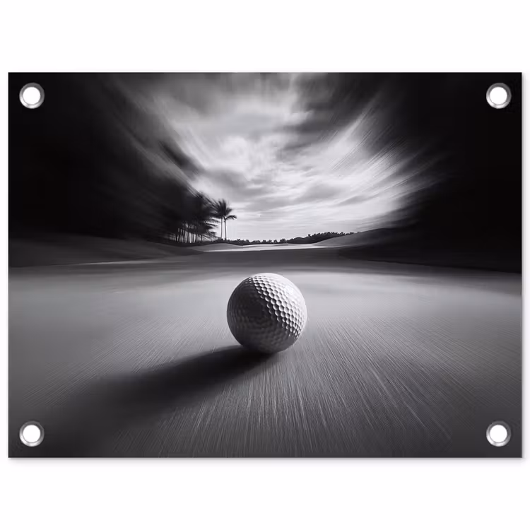 Golfbal - Wazig - Zwart tuinposter los doek klein -3d