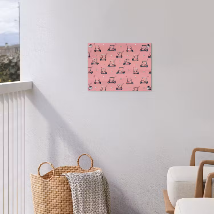 Golfkar - Retro - Roze tuinposter los doek klein 239 -sfeer8