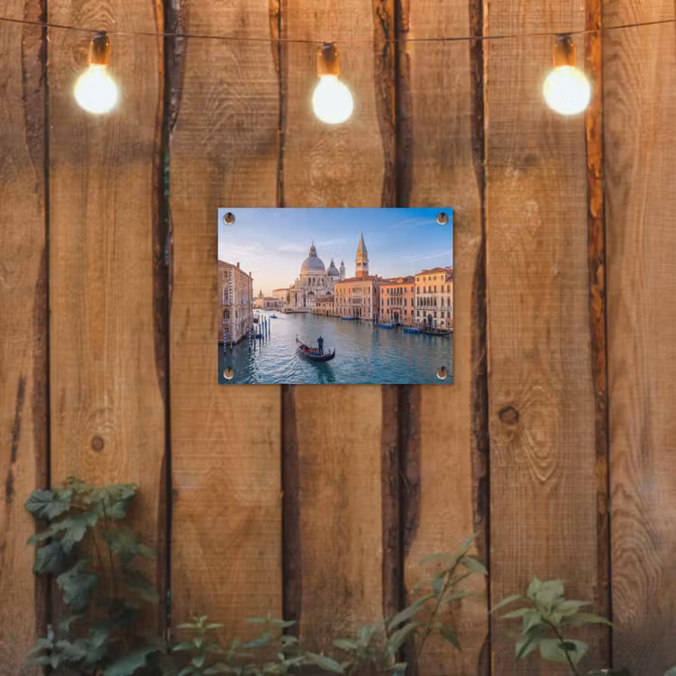 Gondel - Venetië - Kanaal - Stadsgezicht - Avondlicht tuinposter los doek klein -sfeer1