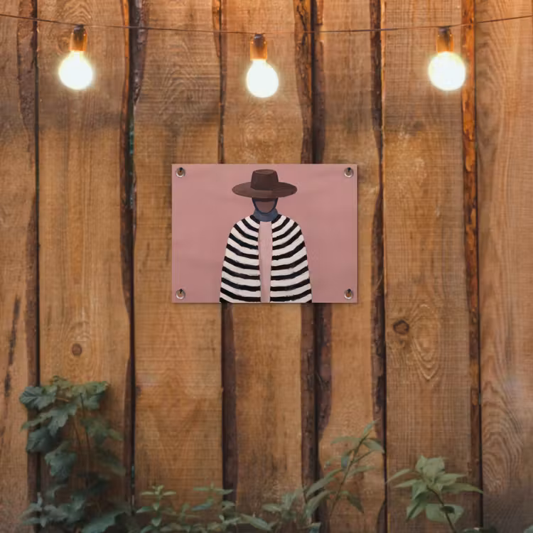 Grafisch - Vrouw - Roze tuinposter los doek klein -sfeer1