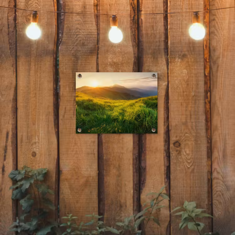 Gras - Heuvels - Zon - Natuur - Landschap tuinposter los doek klein -sfeer1