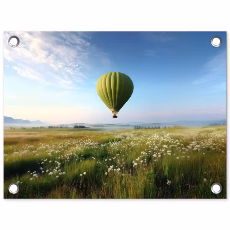 Groene luchtballon - Weide - bloemen tuinposter los doek klein -3d