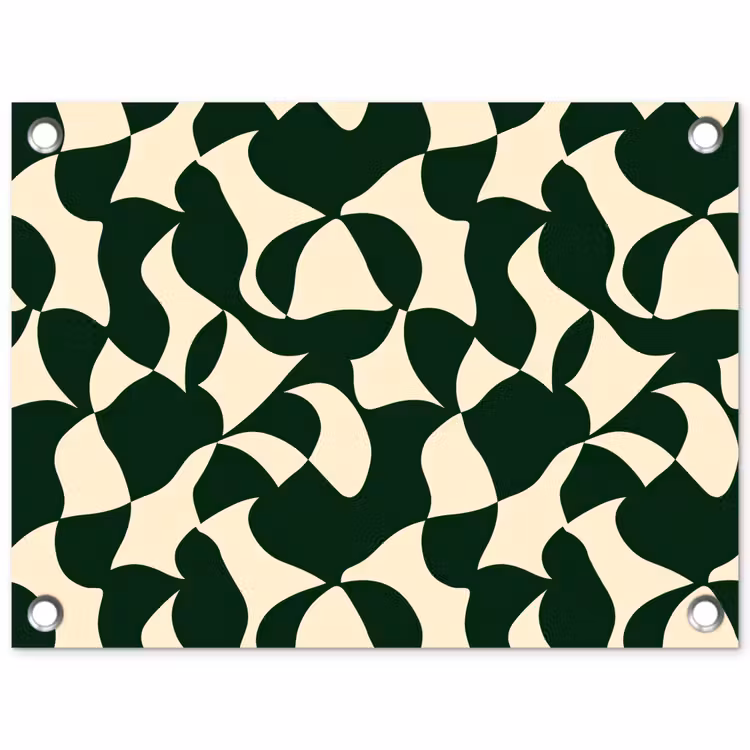 Groen - Organische vlakken - Crème tuinposter los doek klein 239 -3d