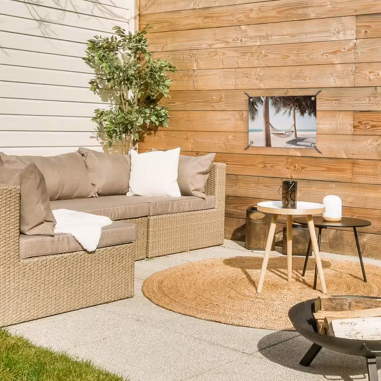 Hangmat - Palmbomen - Strand - Zee tuinposter los doek klein -sfeer4