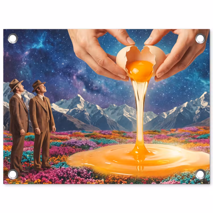 Garden Poster - Hands - Egg - Surrealism - Handen - Ei - Surrealisme tuinposter los doek klein