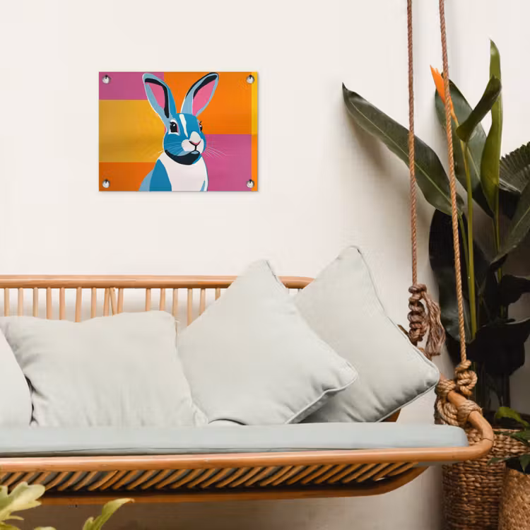 Haas - Kleurvakken - Oren - Roze tuinposter los doek klein -sfeer7