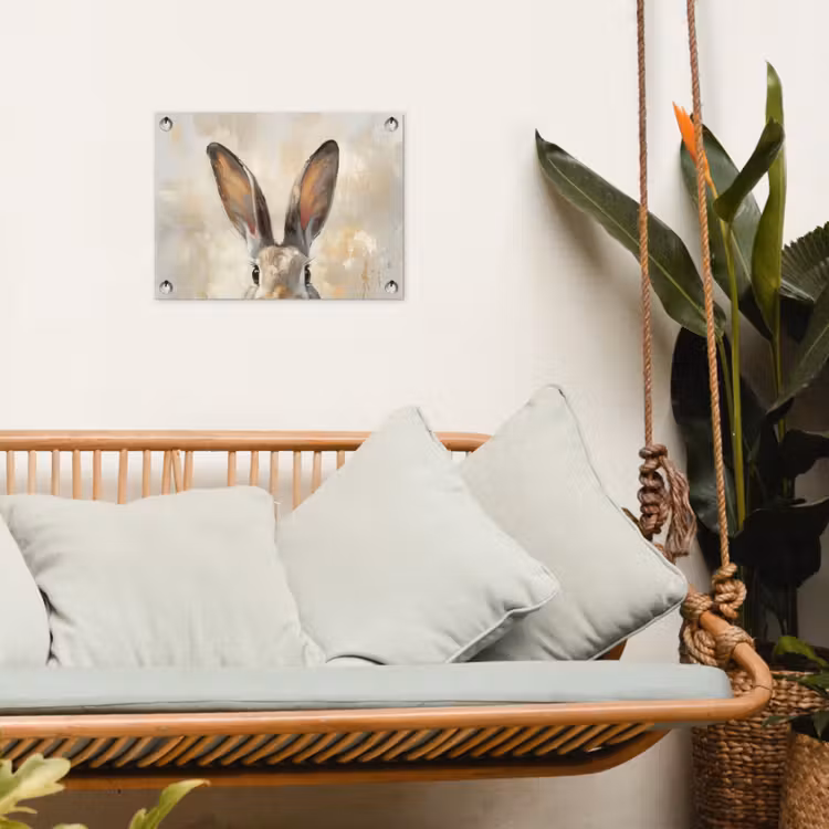 Haas - Oren - Bruin tuinposter los doek klein -sfeer7