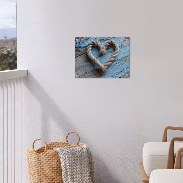 Hart - Touw - Hout - Rustiek tuinposter los doek klein -sfeer8