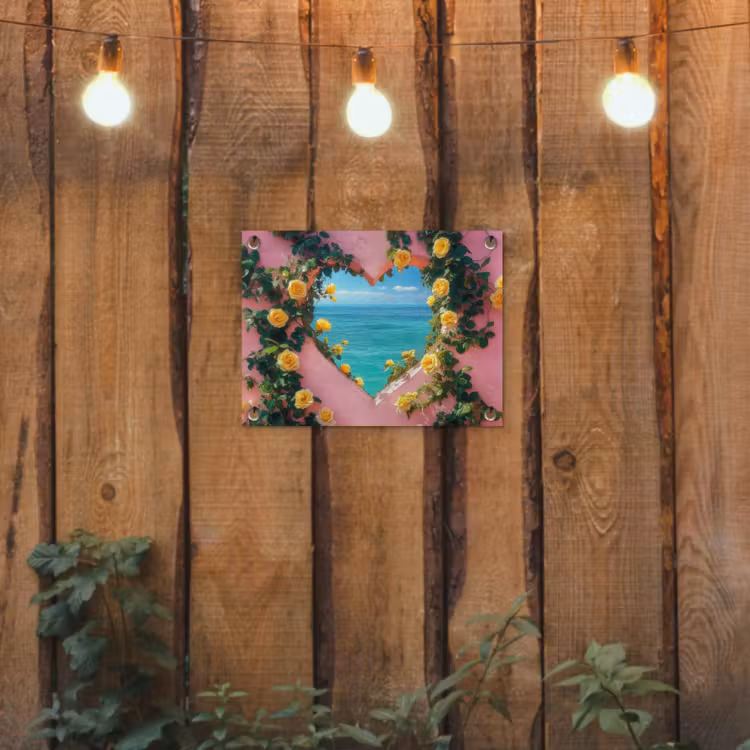 Hart - Zee - Muur tuinposter los doek klein -sfeer1