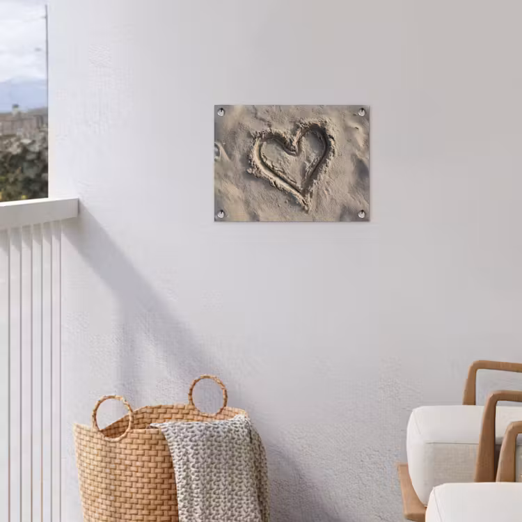 Hartvorm - Getekend - Beige - Zand tuinposter los doek klein -sfeer8