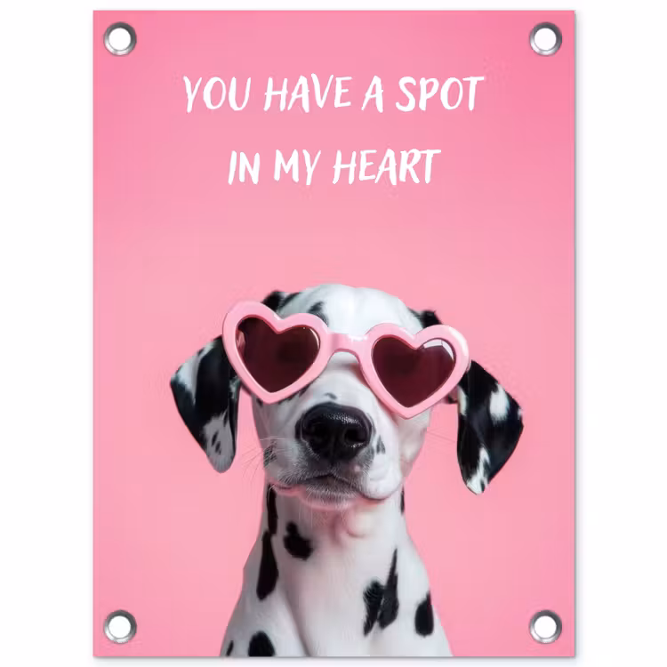 Hartjes - Hond - Valentijn - Roze tuinposter los doek klein -3d