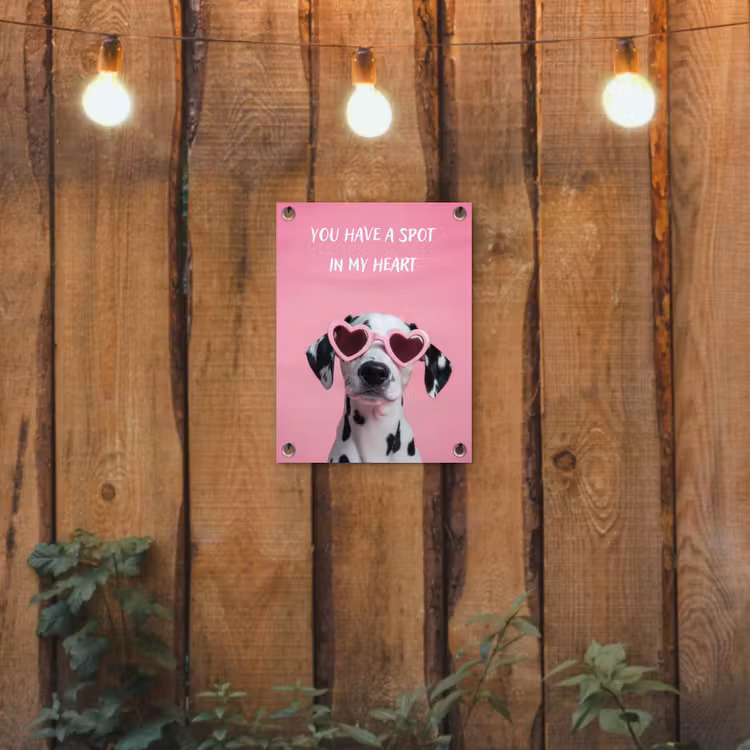 Hartjes - Hond - Valentijn - Roze tuinposter los doek klein -sfeer1