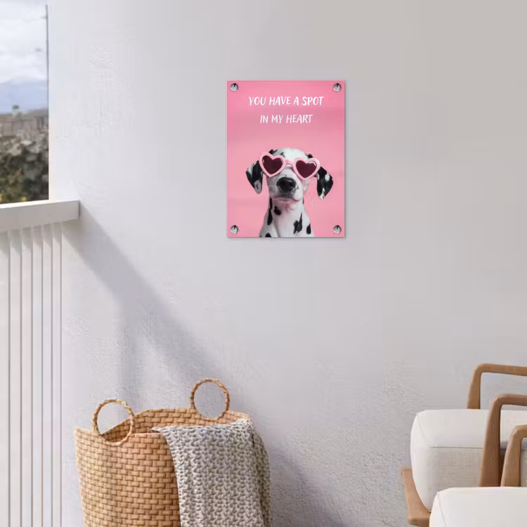 Hartjes - Hond - Valentijn - Roze tuinposter los doek klein -sfeer8
