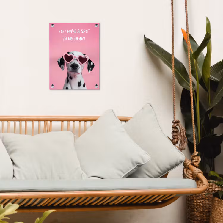 Hartjes - Hond - Valentijn - Roze tuinposter los doek klein -sfeer7
