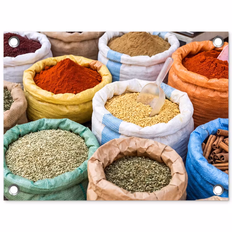 Garden Poster - Herbs - Bags - Market - Kruiden - Zakken - Markt tuinposter los doek klein