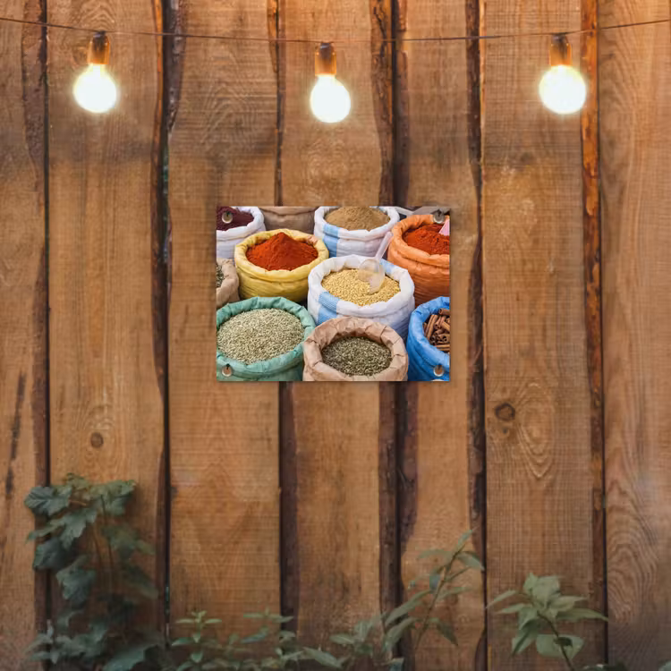 Garden Poster - Herbs - Bags - Market - Kruiden - Zakken - Markt tuinposter los doek klein