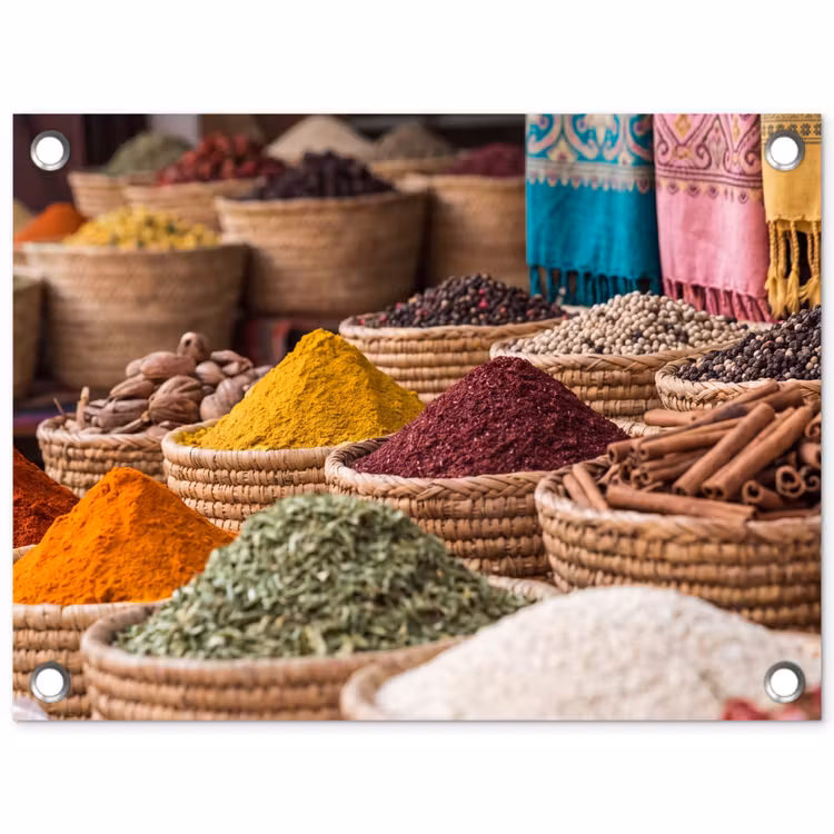 Garden Poster - Herbs - Baskets - Oriental - Kruiden - Manden - Oosters tuinposter los doek klein