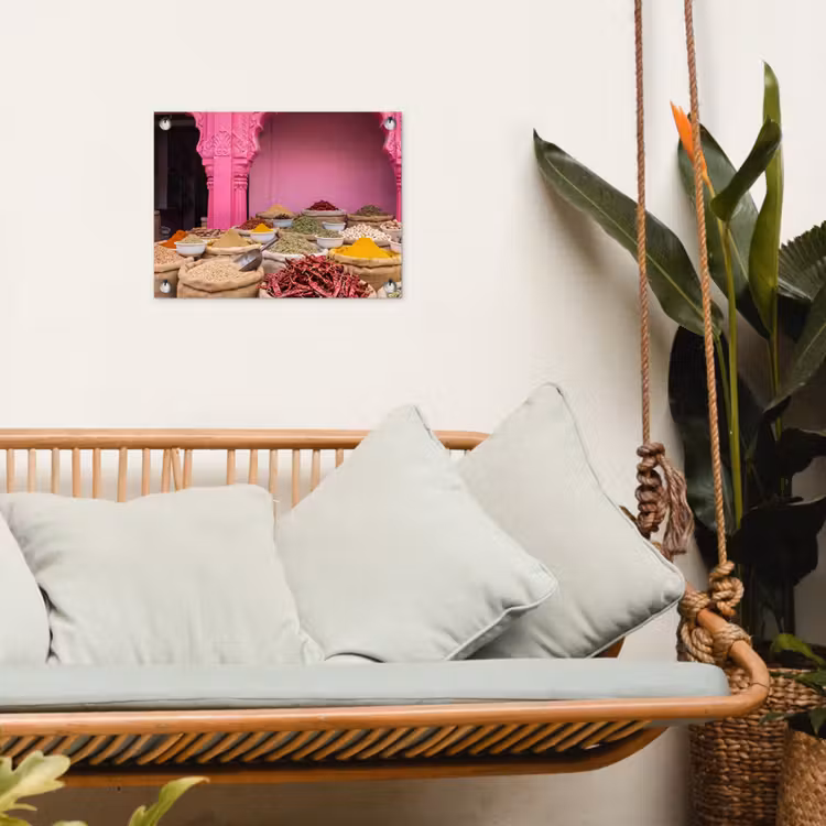 Garden Poster - Herbs - Market - Pink - Kruiden - Markt - Roze tuinposter los doek klein