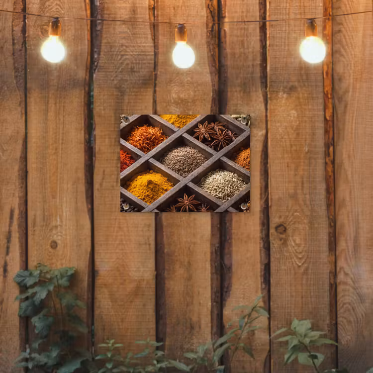 Garden Poster - Herbs - Wood - Food - Kruiden - Houten - Eten tuinposter los doek klein