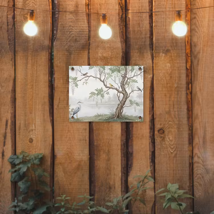 Reiger - Landschap - Groen tuinposter los doek klein -sfeer1