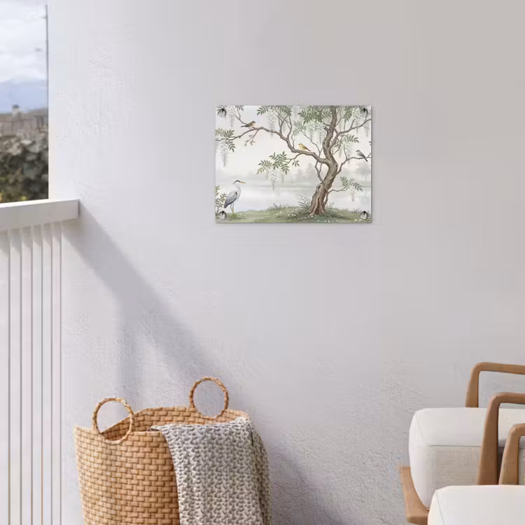 Reiger - Landschap - Groen tuinposter los doek klein -sfeer8