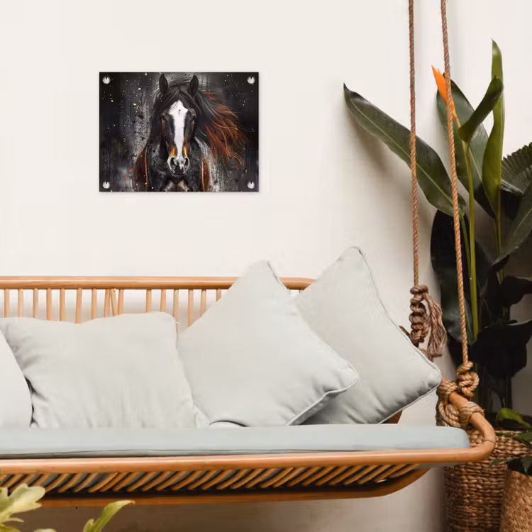 Paard - Dieren - Zwart - Luxe - Modern tuinposter los doek klein -sfeer7