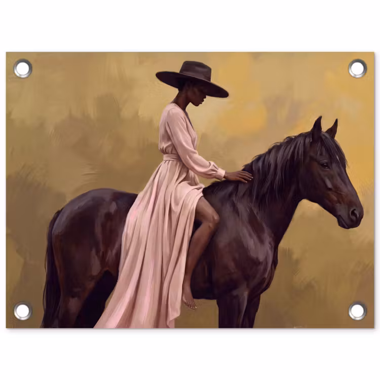 Paard - Klassiek - Oker tuinposter los doek klein -3d