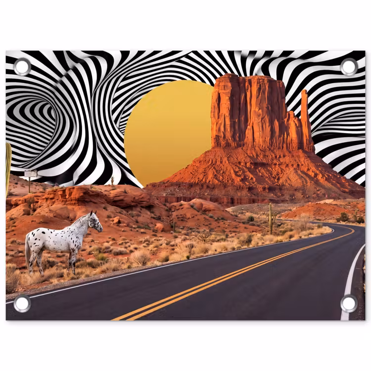 Garden Poster - Horse - Desert - Nature - Paard - Woestijn - Natuur tuinposter los doek klein