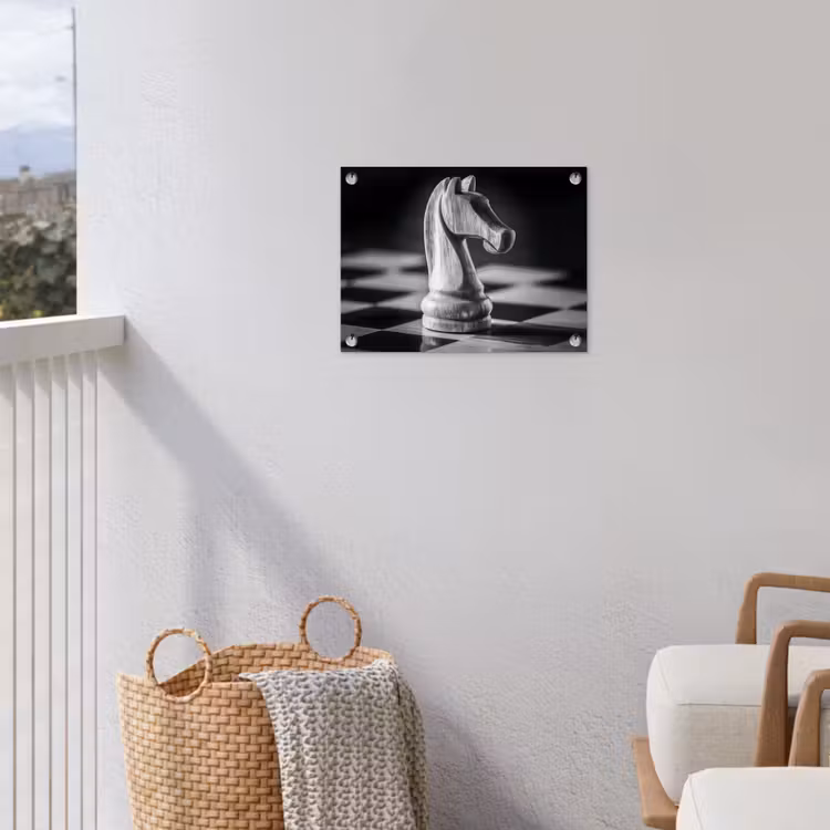 Paard - Hout - Schaalbord - Zwart tuinposter los doek klein -sfeer8