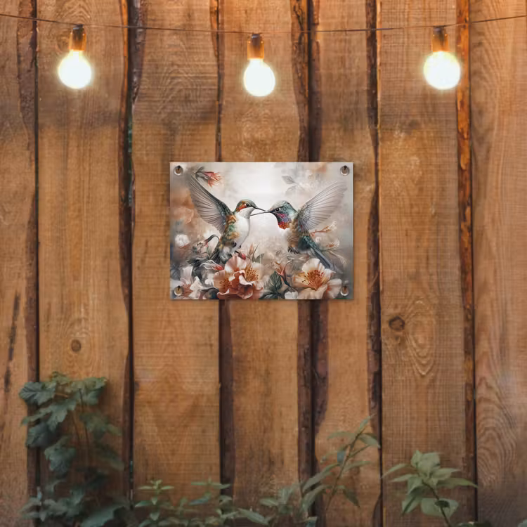 Kolibrie - Vogels - Bloemen - Natuur tuinposter los doek klein -sfeer1