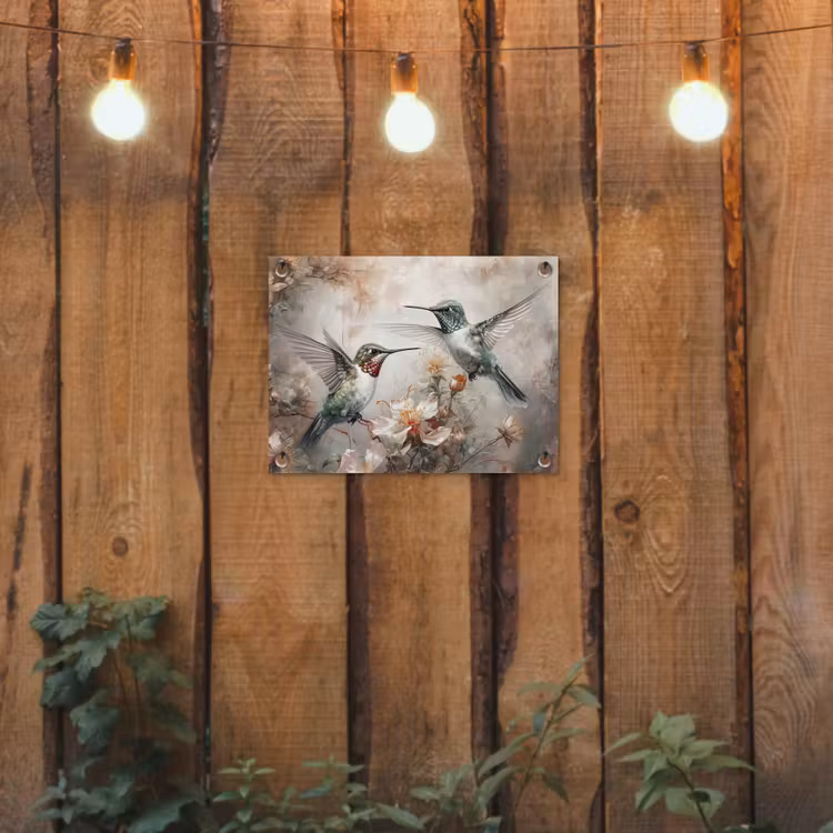 Kolibrie - Vogels - Bloemen - Planten tuinposter los doek klein -sfeer1