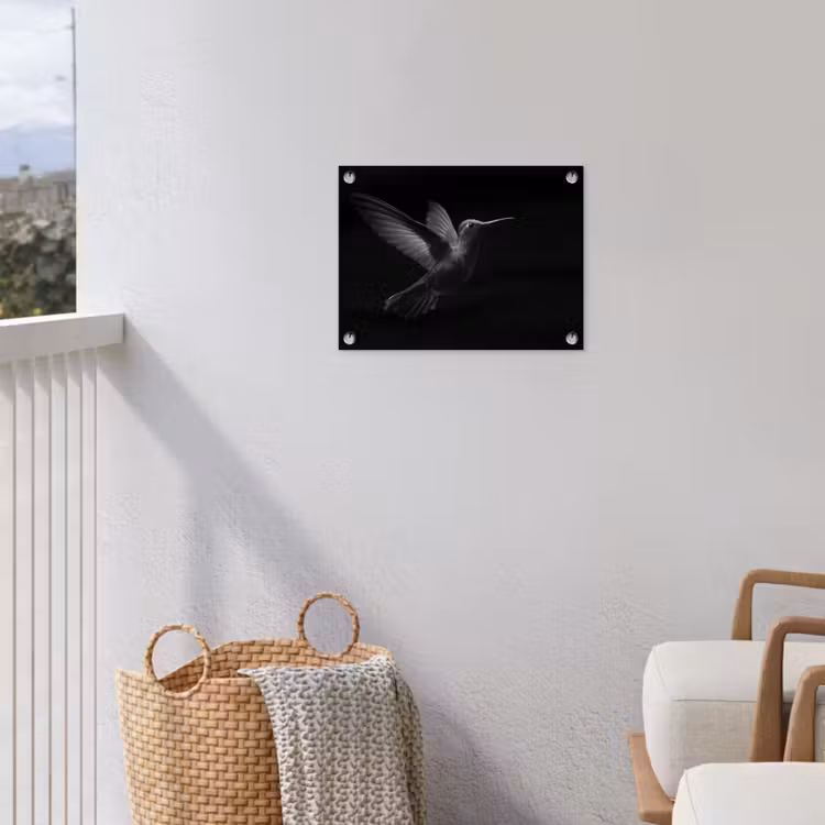 Kolibrie - Zwart - Dieren tuinposter los doek klein -sfeer8