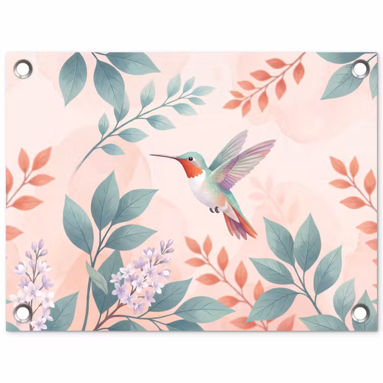 Kolibrie - Vliegen - Natuur - Illustratie - Kleurrijk tuinposter los doek klein -3d