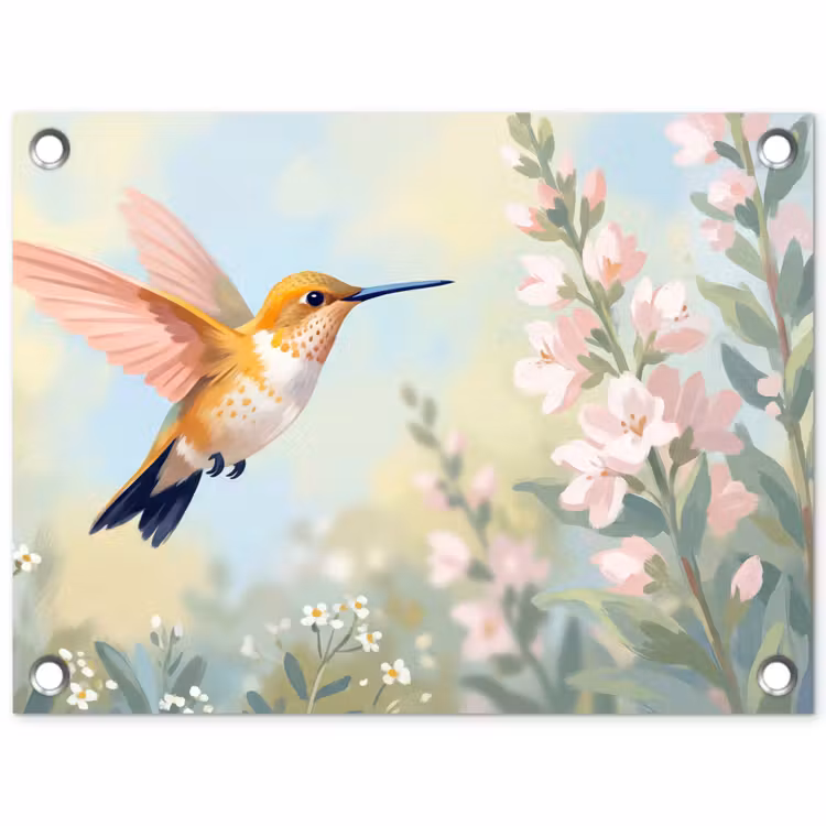 Kolibrie - Illustratie - Kleurrijk tuinposter los doek klein -3d