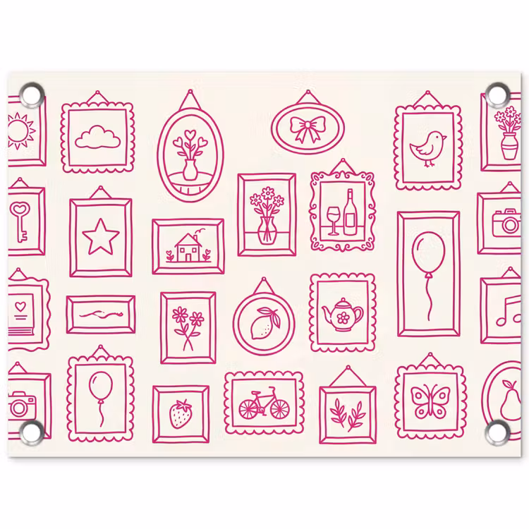 Illustratie - Collectie - Kunst - Minimalistisch - Roze tuinposter los doek klein -3d