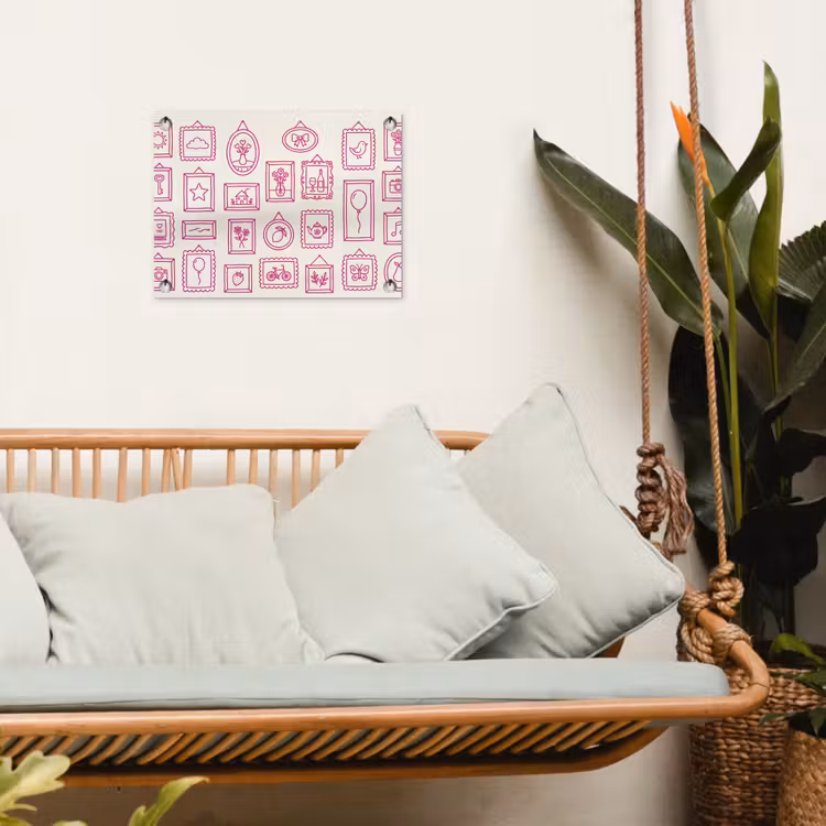 Illustratie - Collectie - Kunst - Minimalistisch - Roze tuinposter los doek klein -sfeer7