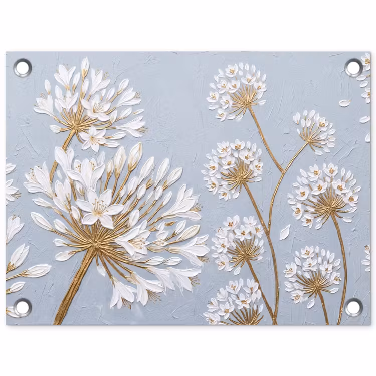 Illustratie - Bloemen - Blauw tuinposter los doek klein -3d