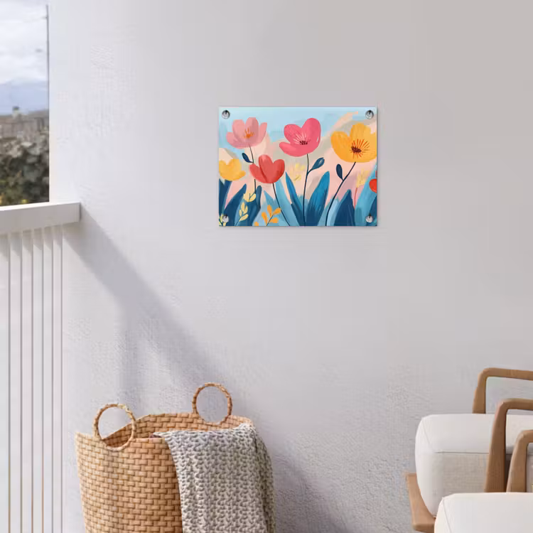 Illustratie - Bloemen - Kleurrijk tuinposter los doek klein -sfeer8