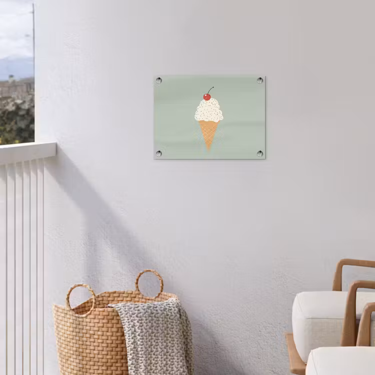 Illustratie - Ijsje - Spikkels - Kers tuinposter los doek klein -sfeer8