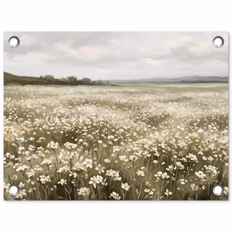 Illustratie - Landschap - Wit tuinposter los doek klein -3d