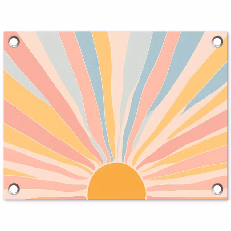 Illustratie - Zon - Pastelkleuren tuinposter los doek klein -3d
