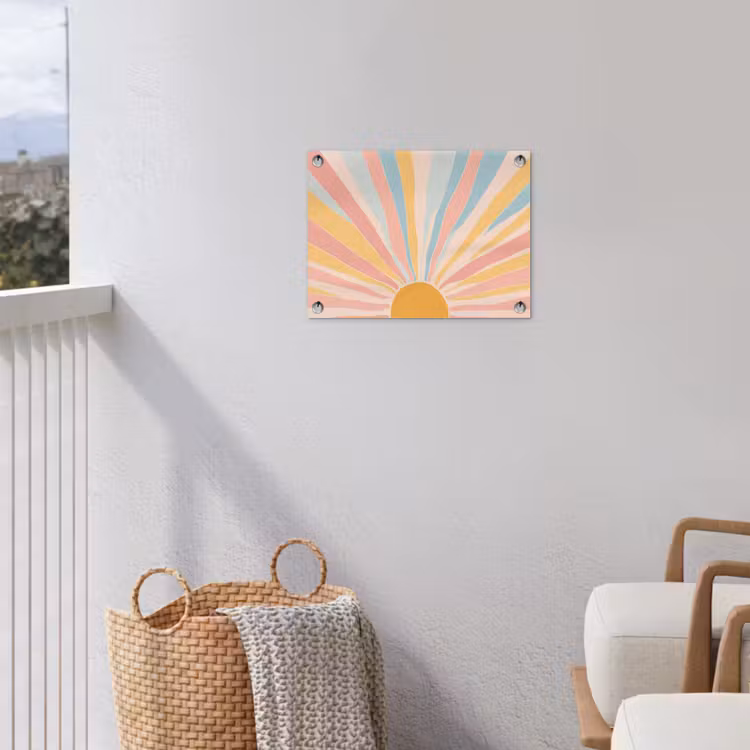 Illustratie - Zon - Pastelkleuren tuinposter los doek klein -sfeer8