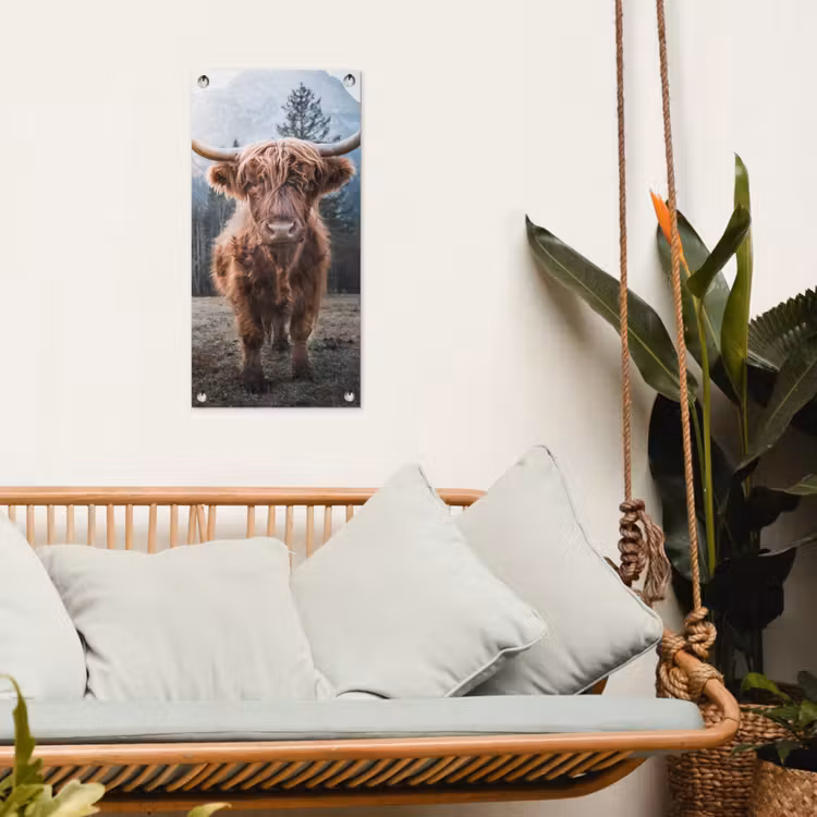 Imposante Hooglander in de Natuur tuinposter los doek klein -sfeer7