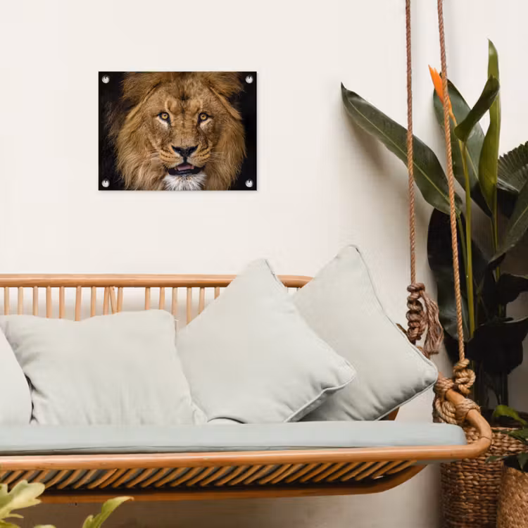 Indrukwekkend portret van een leeuw tuinposter los doek klein -sfeer7