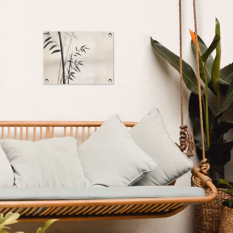 Japandi - Bamboe - Beige tuinposter los doek klein -sfeer7