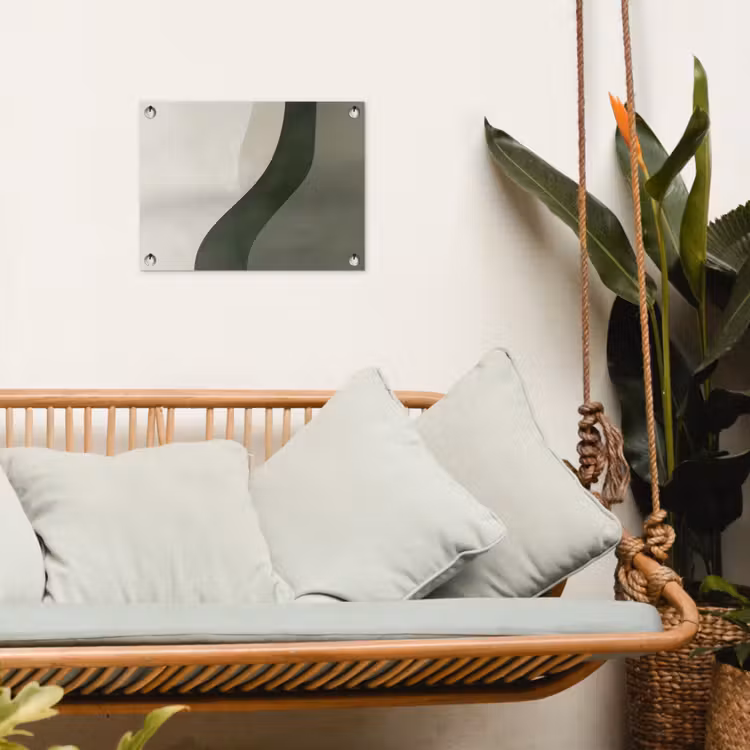 Japandi - Groen - Abstract - Modern tuinposter los doek klein -sfeer7