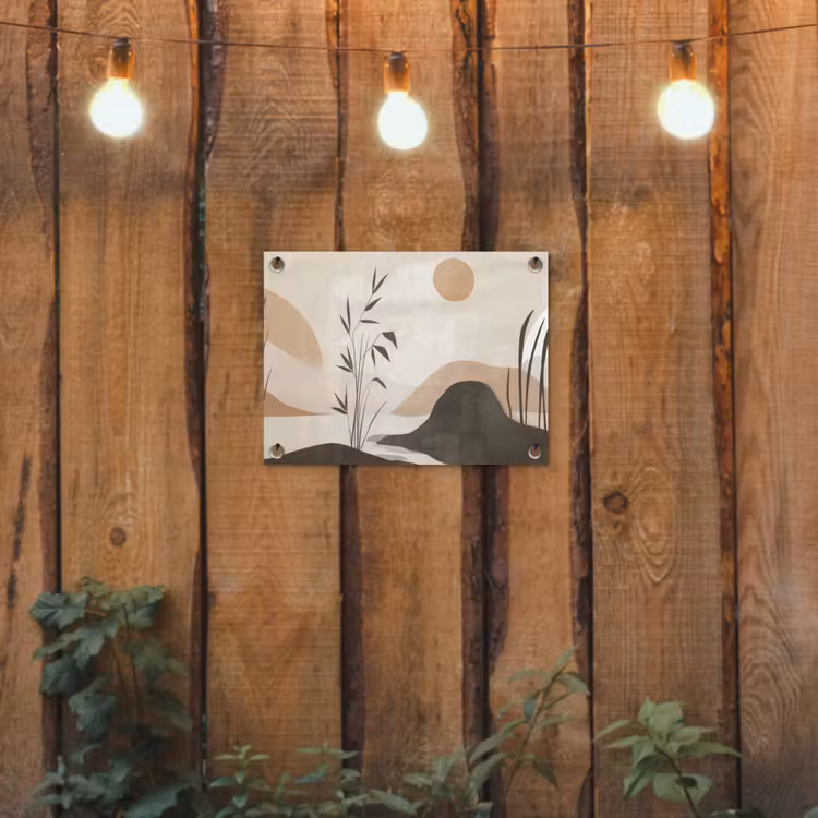 Japandi - Landschap - Beige tuinposter los doek klein -sfeer1